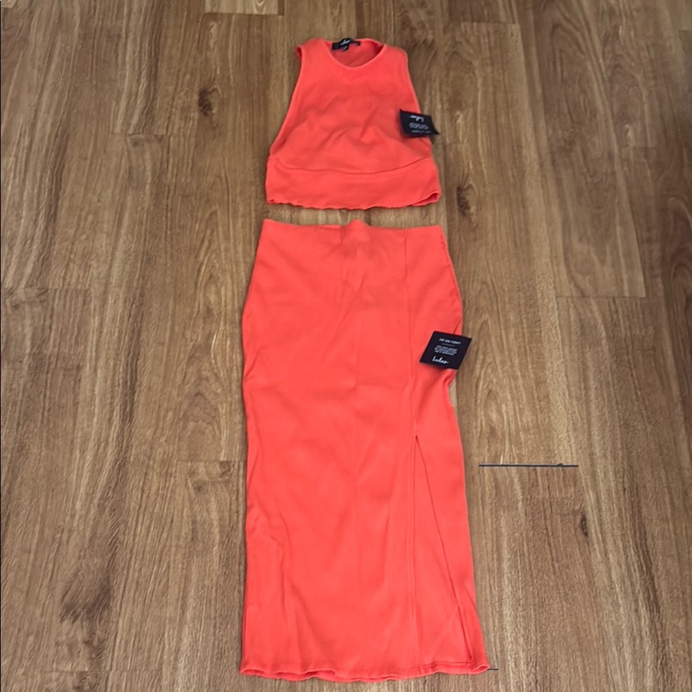 Lulu's Orange Skirt Set